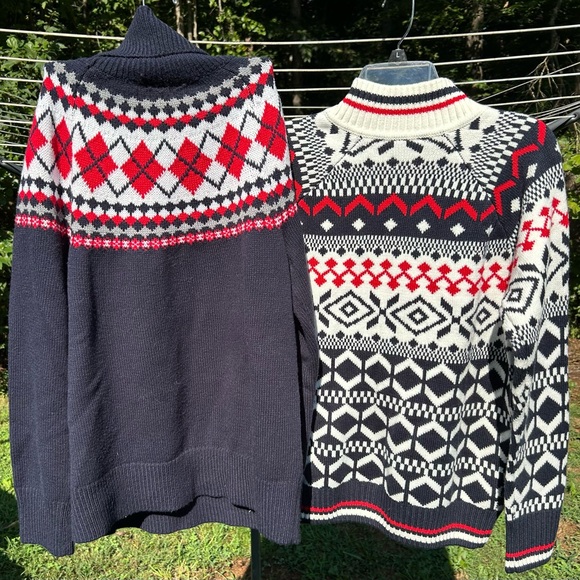 TOMMY HILFIGER Sweater Women’s L Bundle/2 Red White Blue Argyle Fair Isle Nordic - Picture 13 of 14